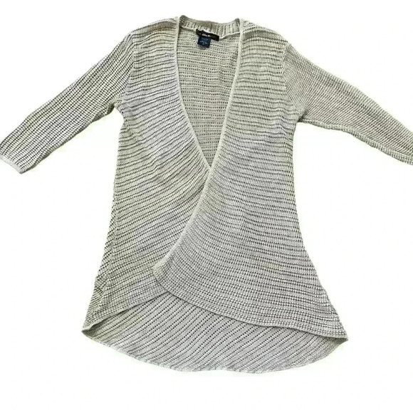 Altar’d State Open Crocheted Cardigan Size L Tan Boho Lightweight Hippie Flowy - Picture 7 of 12